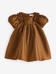 Olive Green Taffeta Ruffle Party Dress (3mths-8yrs) - Image 5 of 8