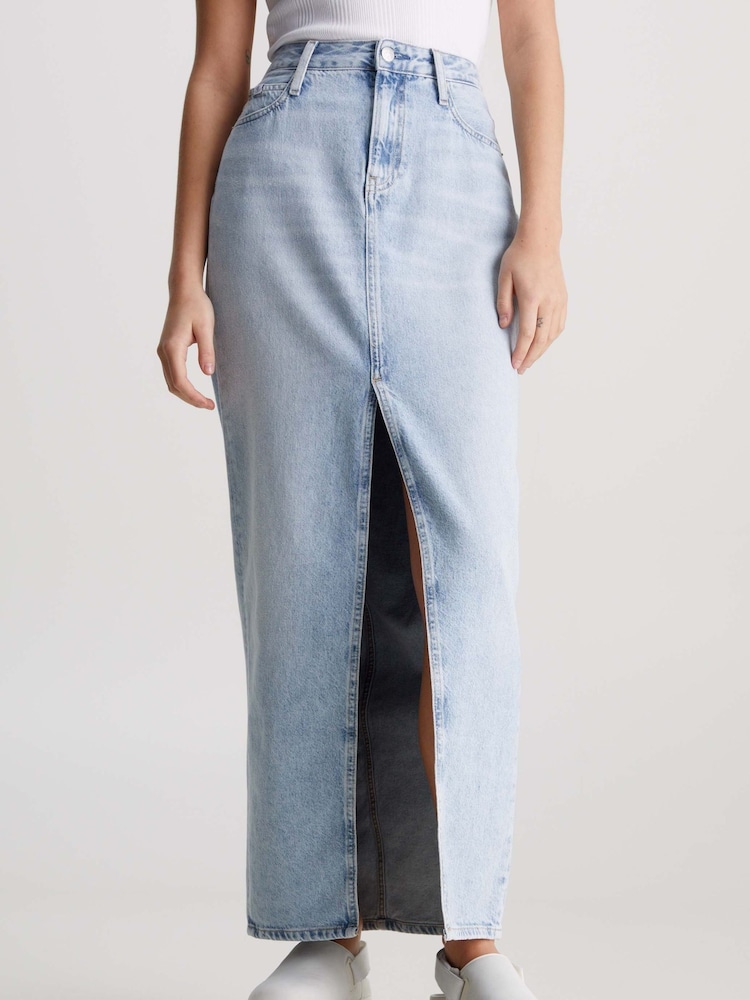 Calvin Klein Blue Denim Maxi Skirt - Image 1 of 7