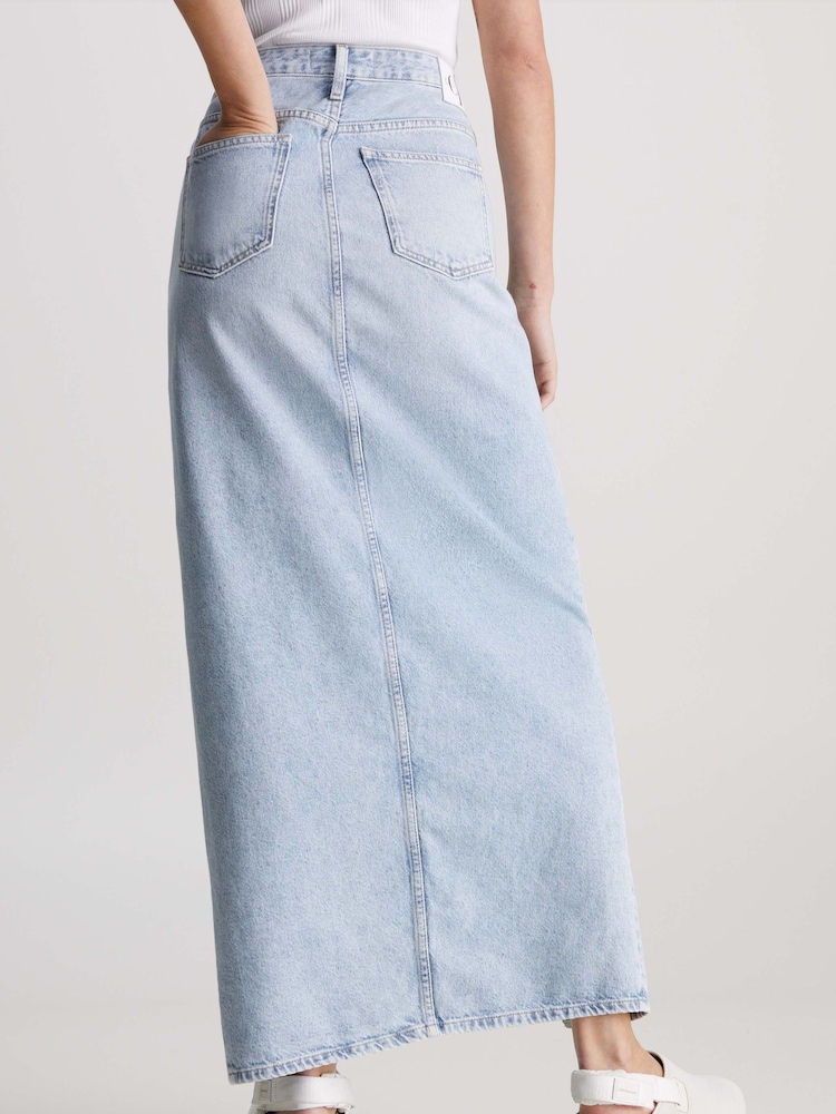 Calvin Klein Blue Denim Maxi Skirt - Image 2 of 7