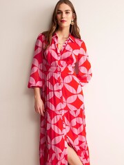 Boden Red Occasion Maxi Shirt Dress - Image 3 of 6