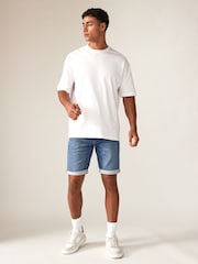 Only & Sons Blue Stretch Denim Shorts - Image 3 of 5