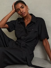 Reiss Joanie Utility-Jumpsuit mit weitem Bein und Gürtel - Bild 3 von 7