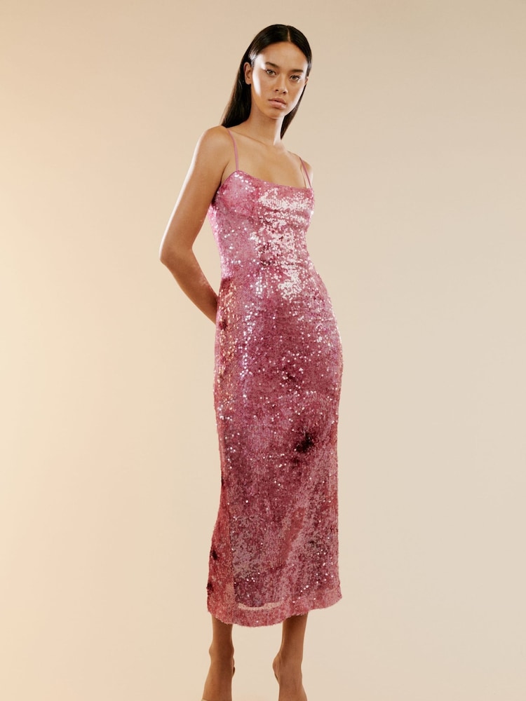 Bardot Pink Infinite Sequin Maxi Dress - Image 1 of 6 Bardot Pink Infinite Sequin Maxi Dress - Image 1 of 6
