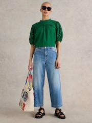 White Stuff Blue Tia Wide Leg Crop Jeans - Image 1 of 7