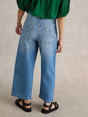 White Stuff Blue Tia Wide Leg Crop Jeans - Image 2 of 7