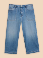 White Stuff Blue Tia Wide Leg Crop Jeans - Image 5 of 7