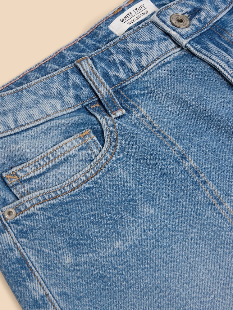 White Stuff Blue Tia Wide Leg Crop Jeans - Image 7 of 7