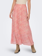 JDY Orange Disty Print Floaty Maxi Skirt - Image 1 of 7