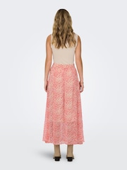 JDY Orange Disty Print Floaty Maxi Skirt - Image 2 of 7