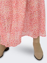 JDY Orange Disty Print Floaty Maxi Skirt - Image 4 of 7