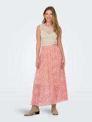 JDY Orange Disty Print Floaty Maxi Skirt - Image 5 of 7