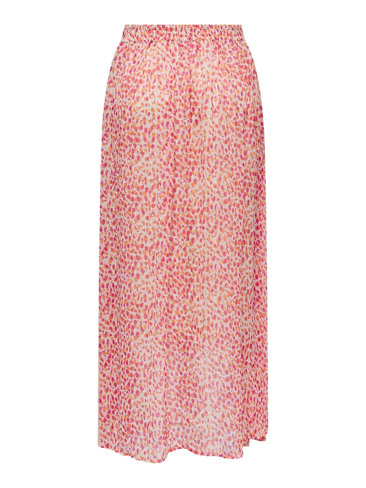 JDY Orange Disty Print Floaty Maxi Skirt - Image 7 of 7