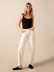 Ro&Zo Cream 100% Cotton Straight Jeans - Image 1 of 6