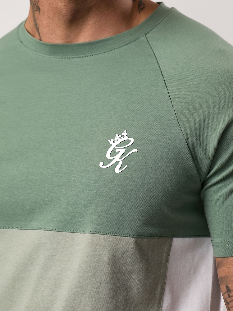 Gym King Green Contrast Panel Jersey T-Shirt - Image 4 of 4