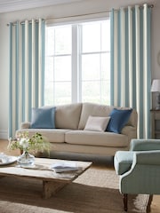 Laura Ashley Seaspray Blue Lille Stripe Made to Measure 100% Cotton Curtains - Image 1 of 6