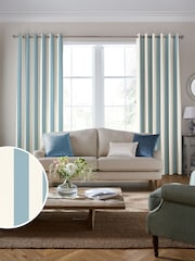 Laura Ashley Seaspray Blue Lille Stripe Made to Measure 100% Cotton Curtains - Image 2 of 6