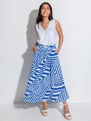 Pour Moi Blue Susan 100% Cotton Poplin Tiered Hem Midaxi Skirt - Image 1 of 4