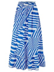 Pour Moi Blue Susan 100% Cotton Poplin Tiered Hem Midaxi Skirt - Image 3 of 4