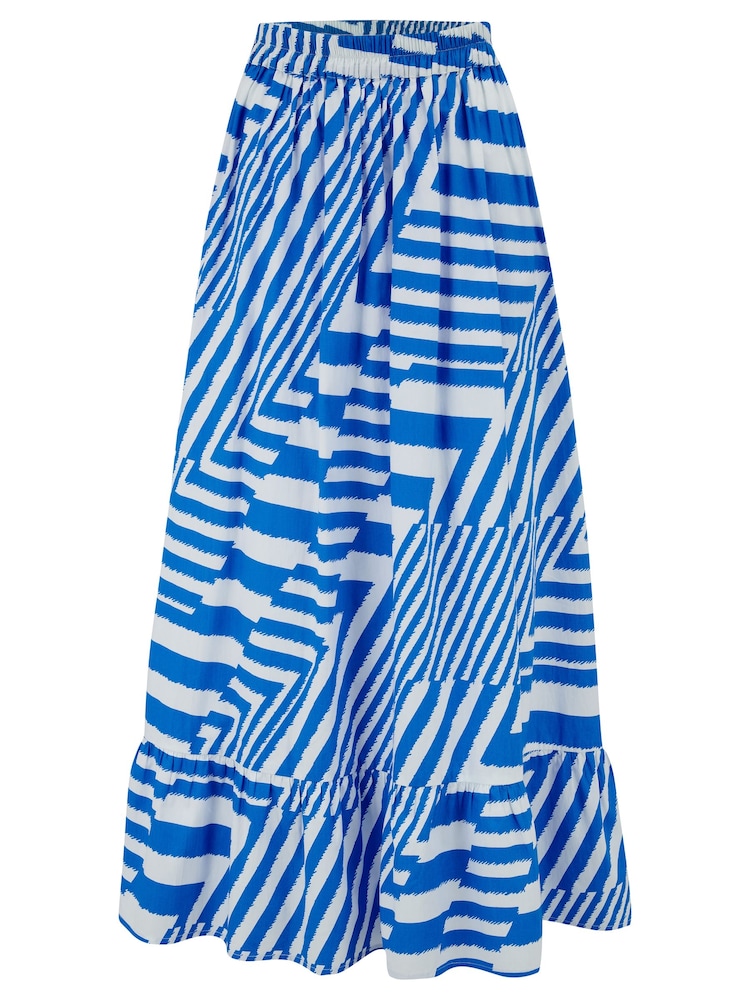 Pour Moi Blue Susan 100% Cotton Poplin Tiered Hem Midaxi Skirt - Image 3 of 4