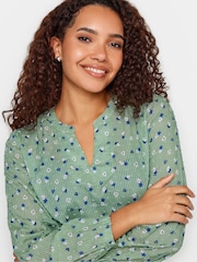 M&Co Green 100% Cotton Floral Print Dobby Blouse - Image 4 of 4