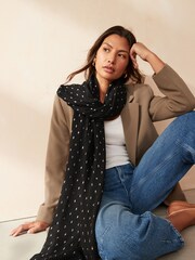 Foil Plisse Black Lightweight Scarf - Image 1 of 6