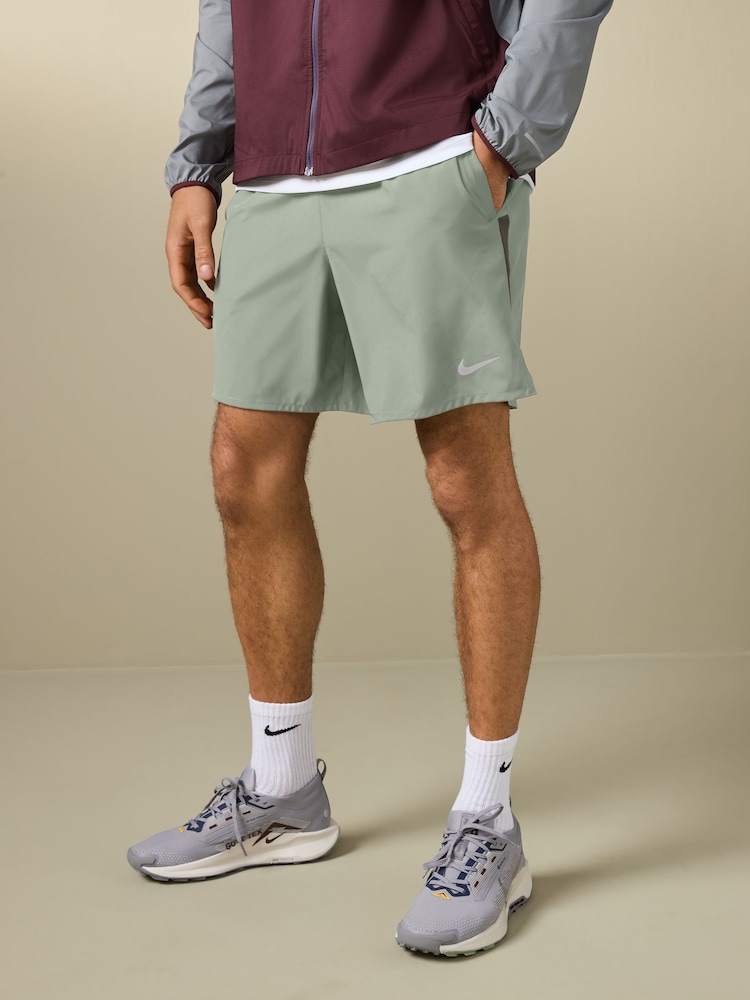 Nike Green 7 Inch Challenger Dri-FIT 7 inch Briefs Lined Running Shorts - Image 1 of 3