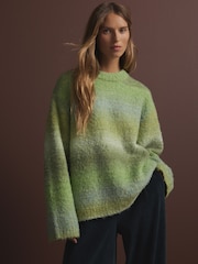 Green Boucle Knitted Crew Neck Jumper - Image 1 of 8