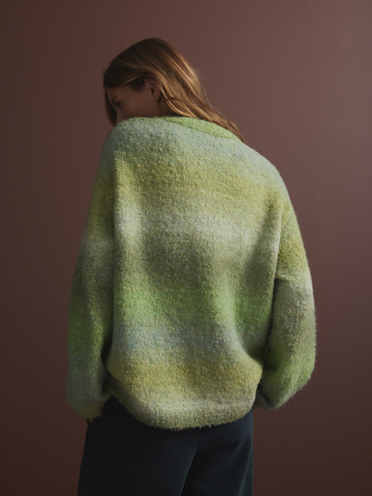 Green Boucle Knitted Crew Neck Jumper - Image 5 of 8