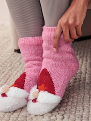 Pink Christmas Gonk Chunky Slipper Socks 1 Pack - Image 1 of 3