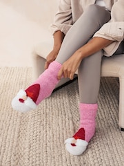 Pink Christmas Gonk Chunky Slipper Socks 1 Pack - Image 2 of 3