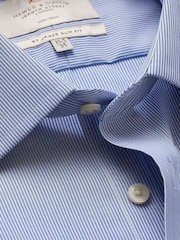 Hawes & Curtis Slim Blue Non-Iron Fine Stripe 100% Cotton Shirt - Image 3 of 3