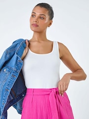 Roman White Plain Stretch Jersey Vest Top - Image 1 of 5