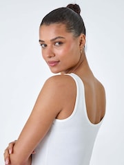 Roman White Plain Stretch Jersey Vest Top - Image 4 of 5