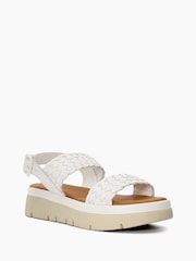 Dune London White Lorris Woven Strap Soft Volu Sandals - Image 4 of 5