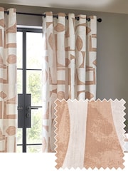 HÖEM Clay Carro Abstract Geometric Eyelet 100% Cotton Curtains - Image 1 of 5