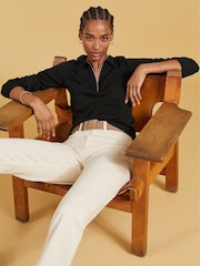 Baukjen Essentials Zip Collar 100% Cotton Black Top - Image 1 of 4