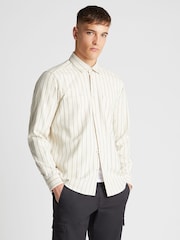 Remus Uomo Cream Tapered Fit Long Sleeve Pinstripe Shirt - Image 1 of 6