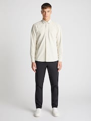 Remus Uomo Cream Tapered Fit Long Sleeve Pinstripe Shirt - Image 2 of 6