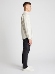 Remus Uomo Cream Tapered Fit Long Sleeve Pinstripe Shirt - Image 4 of 6