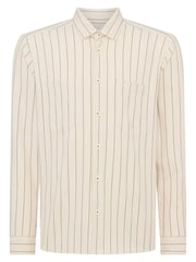 Remus Uomo Cream Tapered Fit Long Sleeve Pinstripe Shirt - Image 6 of 6