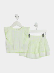 River Island White Girls 100% Cotton Aztec Style Top and Skirt Set - Image 2 of 5