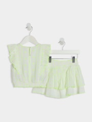 River Island White Girls 100% Cotton Aztec Style Top and Skirt Set - Image 3 of 5