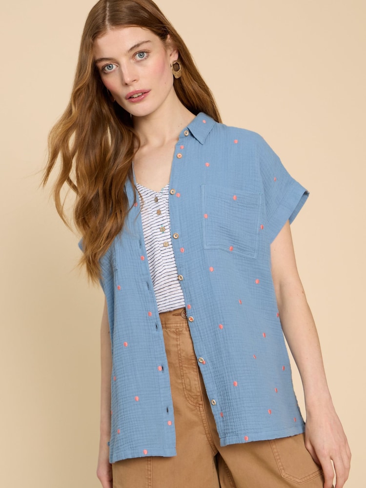 White Stuff Blue 100% Cotton Emma Double Cloth Shirt - Image 1 of 7 White Stuff Blue 100% Cotton Emma Double Cloth Shirt - Image 1 of 7