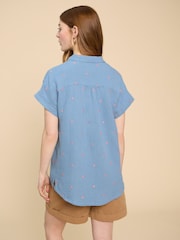 White Stuff Blue 100% Cotton Emma Double Cloth Shirt - Image 3 of 7
