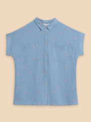 White Stuff Blue 100% Cotton Emma Double Cloth Shirt - Image 5 of 7