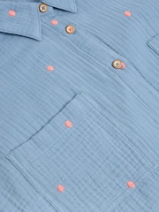 White Stuff Blue 100% Cotton Emma Double Cloth Shirt - Image 7 of 7
