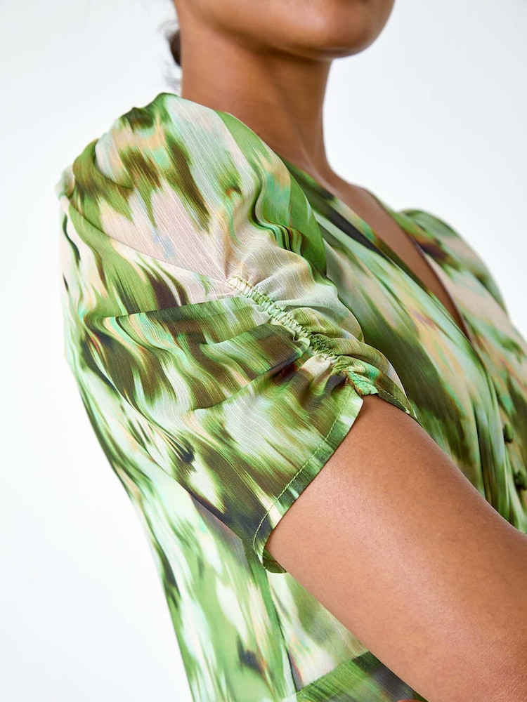 Roman Abstract Print Hanky Hem Chiffon Dress - Image 5 of 5 Roman Abstract Print Hanky Hem Chiffon Dress - Image 5 of 5