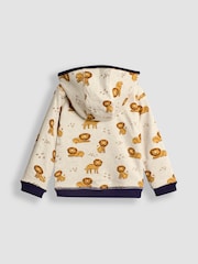 JoJo Maman Bébé Navy Blue/Natural Lion Lion Appliqué Reversible Hoodie - Image 5 of 8