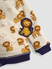JoJo Maman Bébé Navy Blue/Natural Lion Lion Appliqué Reversible Hoodie - Image 6 of 8