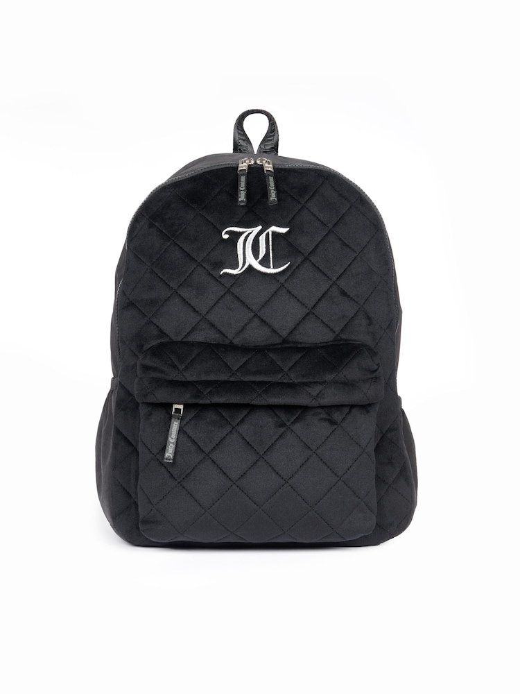 Juicy Couture Black Girls Quilted Velour Backpack - Image 1 of 10